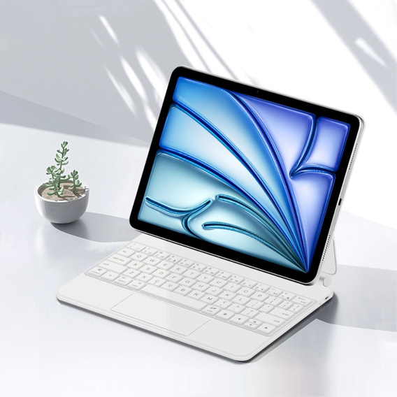 Husă de tastatură pentru iPad Air 11" 2024, Magnetic Keyboard Touchpad, alb