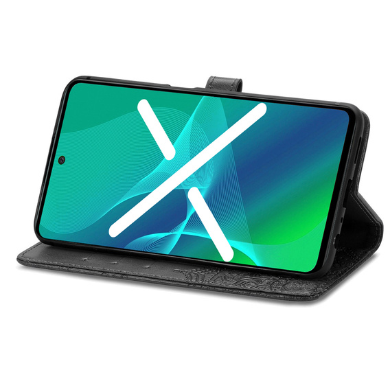 Cu clapetă pentru Motorola Moto G54 5G, Mandala, negru