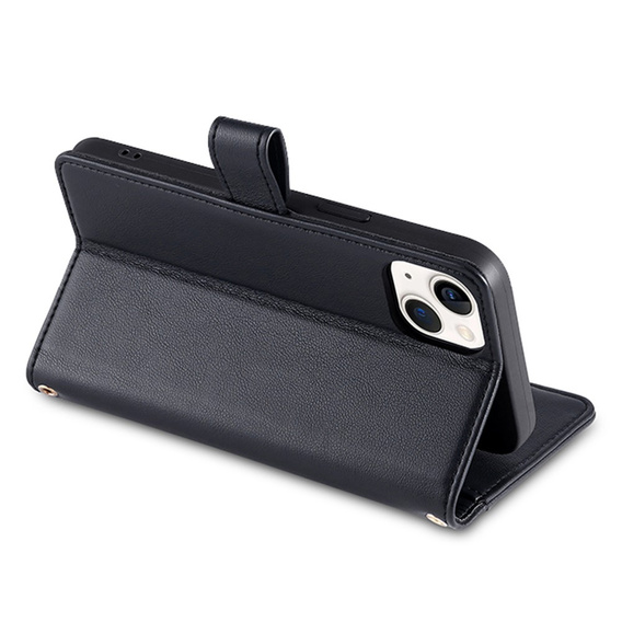 Cu clapetă pentru iPhone 14, Wallet Zipper Pocket, negru