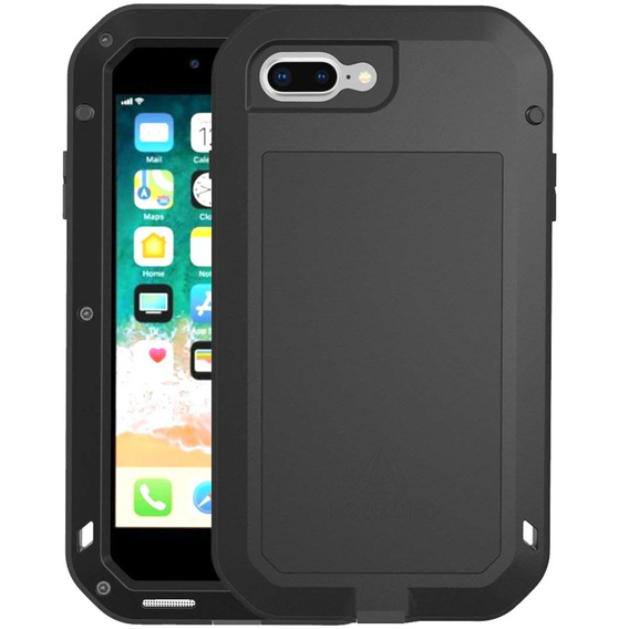 Love Mei Huse pentru iPhone 8 Plus / 7 Plus, armored with glass, negru