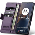 Husă pentru Motorola Edge 60 / 60 Fusion, ERBORD Glossy Litchi, portofel cu clapetă, violet