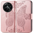 Cu clapetă pentru Realme 12, Butterfly, roz rose gold