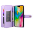 Cu clapetă pentru iPhone 16 Pro Max, Wallet Zipper Pocket, violet