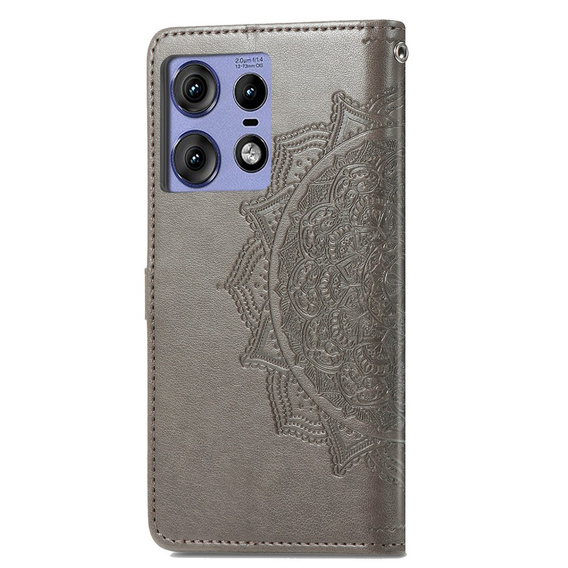 Cu clapetă pentru Motorola Edge 50 Pro, Mandala, gri