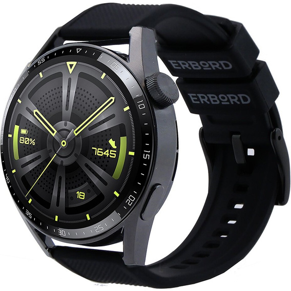 ERBORD Curea universală de silicon ERBORD 22mm, Dual Color, neagră / cataramă neagră