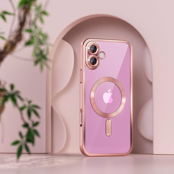 Husă pentru iPhone 16 Plus, Electro MagSafe, roz + Sticlă pentru ecran