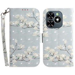 Cu clapetă pentru Infinix Hot 40i, Wallet, Magnolia Flowers gri