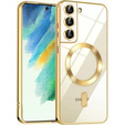 Husă pentru Samsung Galaxy S21 FE, Electro MagSafe, de aur + Sticlă pentru ecran
