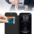 Cu clapetă pentru iPhone 12 Pro Max, RFID Wallet MagSafe CamShield, negru