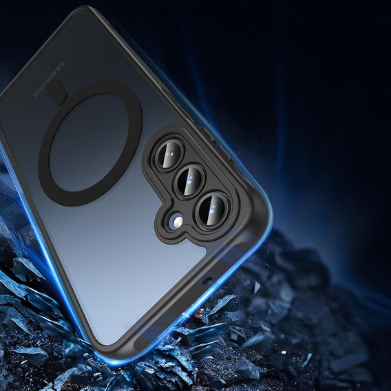 Husă pentru Samsung Galaxy A16, pentru MagSafe, ERBORD Matt Case, negru + sticlă pentru ecran
