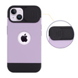 Husă ERBORD MagSafe Cam Slider, violet + sticlă pentru ecran pentru iPhone 13 / iPhone 14