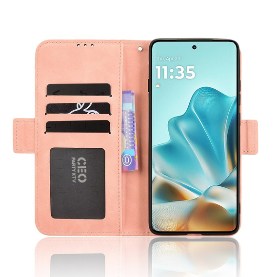 Cu clapetă pentru Motorola Edge 60 / 60 Fusion, Card Slot, roz