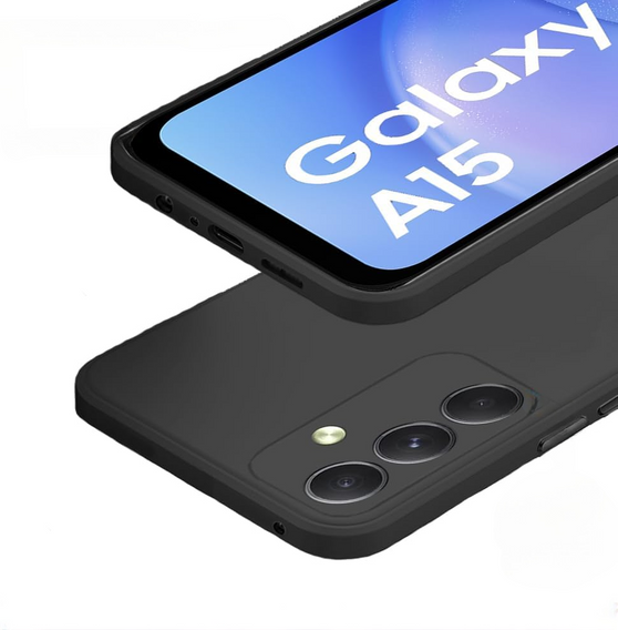 Carcasa pentru Samsung Galaxy A15, Silicone Lite, negru + sticlă 9H