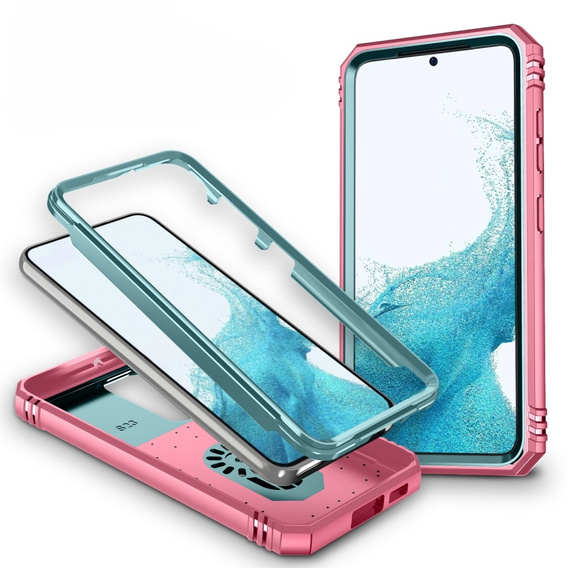 Husă blindată pentru Samsung Galaxy S23, CamShield Slide, verde / roz