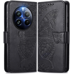 Cu clapetă pentru Realme 12 Pro 5G / 12 Pro+ 5G, Butterfly, negru