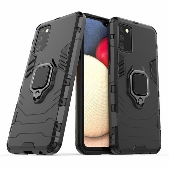 Huse pentru Samsung Galaxy A02S, Kickstand Ring, negru