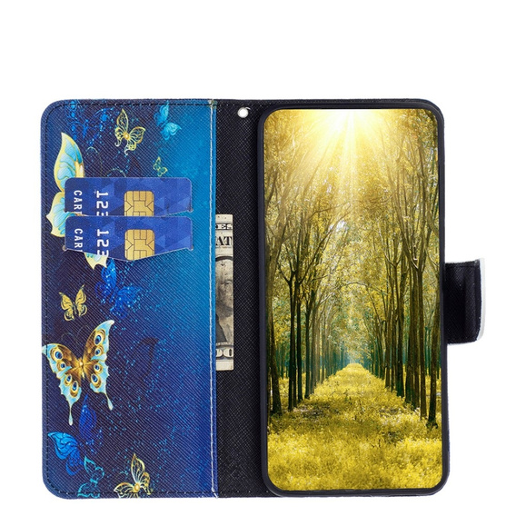 Cu clapetă pentru Xiaomi Redmi 12C, Wallet, butterfly, albastru