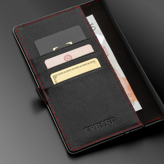 Husă din piele pentru Samsung Galaxy S24, ERBORD LeatherWallet, negru