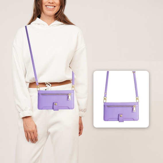 Cu clapetă pentru Xiaomi Redmi Note 13 Pro+, Wallet Zipper Pocket, violet