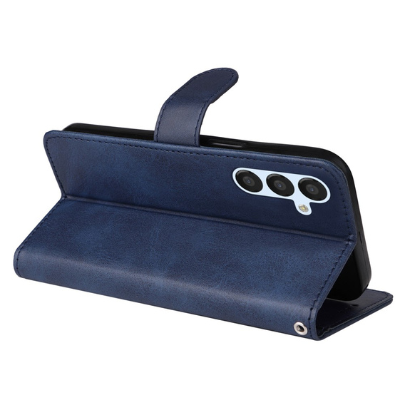 Cu clapetă pentru Samsung Galaxy A34 5G, Leather Wallet, albastru închis