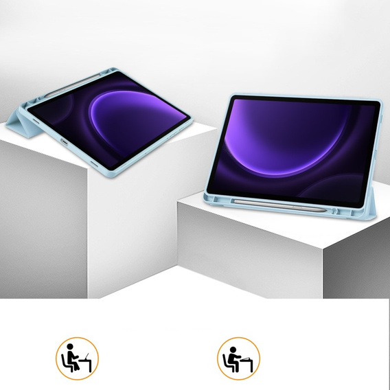 Husă pentru Samsung Galaxy Tab S10 Lite / S10 FE / S9 FE, Smartcase cu spațiu pentru stylus, albastru