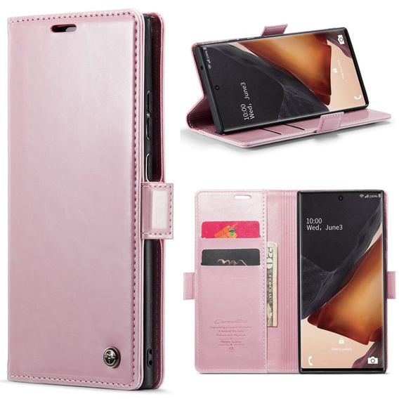 Carcasă flip CASEME pentru Samsung Galaxy Note 20 Ultra, Waxy Textured, roz