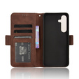 Cu clapetă pentru Samsung Galaxy S25 FE, Card Slot, maro