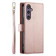 Cu clapetă pentru Samsung Galaxy S25+ Plus, Wallet Zipper Pocket, roz