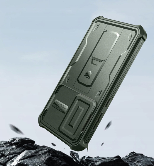 Husă blindată pentru Samsung Galaxy S24 FE, Dexnor Full Body (Two Frames), verde