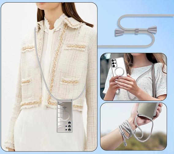 Husă pentru Samsung Galaxy S25 Ultra, Electro MagSafe, de argint + Lanyard