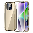 Husa pentru iPhone 14, Magnetic Dual Glass, de aur