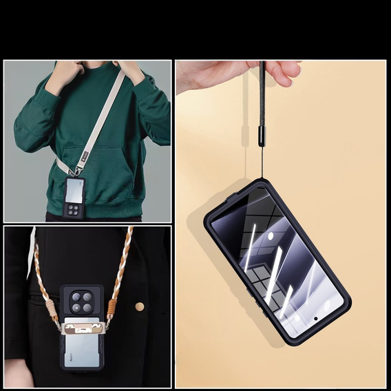 Husă impermeabilă IP68 pentru Xiaomi Redmi Note 14 Pro 5G, Redpepper, negru