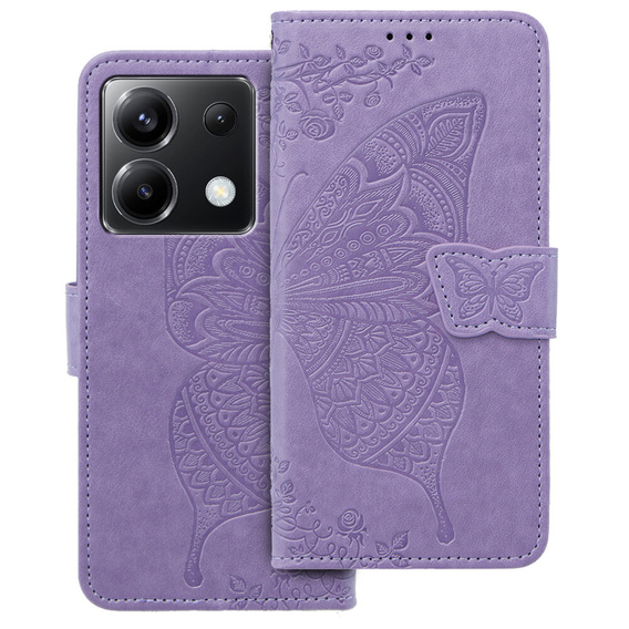 Cu clapetă pentru Xiaomi Poco X6 5G, Butterfly, violet