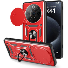 Husă blindată CamShield Slide cu capac pentru cameră și inel pentru Nubia Focus Pro 5G, roșie