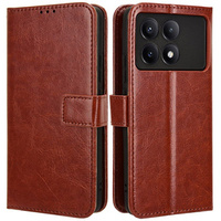 Cu clapetă pentru Xiaomi Poco F6 Pro, Crazy Horse Wallet, maro