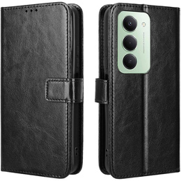 Cazul Flap pentru Xiaomi Redmi 15 5G / 4G, texturat Crazy Horse, negru