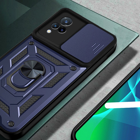 Husă blindată pentru Vivo V21 5G, CamShield Slide, albastru închis
