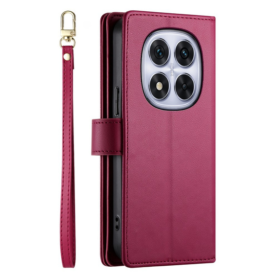 Cu clapetă pentru Xiaomi Redmi Note 14 Pro 5G / Poco X7 5G, Wallet Zipper Pocket, roșu