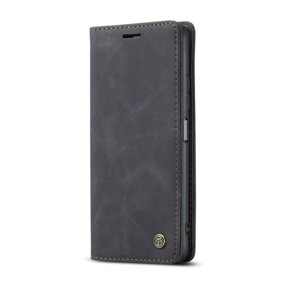 Husa CASEME pentru Xiaomi Redmi Note 10 Pro, Leather Wallet Case, negru