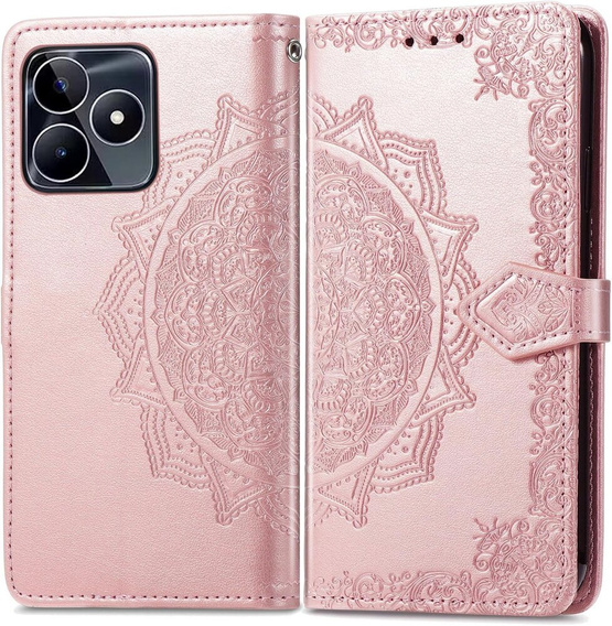 Cu clapetă pentru Realme Note 50, Mandala, roz
