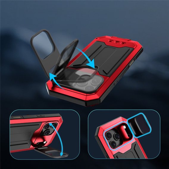 Carcasă blindată R-JUST cu protecție pentru ecran și suport pentru iPhone 17 Pro Max