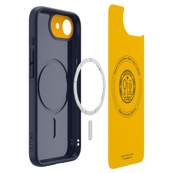 Carcasă Spigen pentru iPhone 16E, Nano Pop MagSafe, albastru închis + sticlă temperată 9H