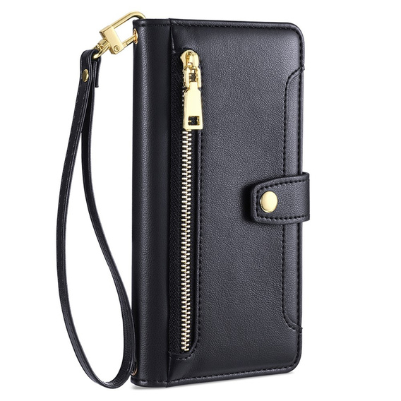 Cu clapetă pentru Motorola Moto G84 5G, Wallet Zipper Pocket, negru