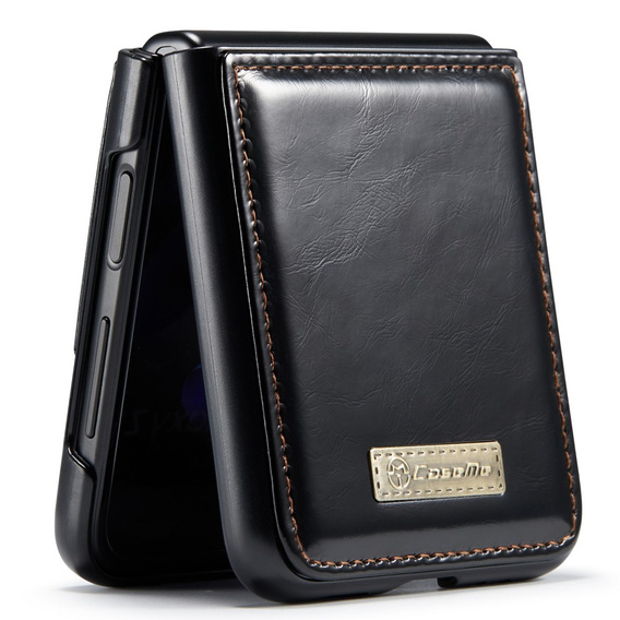 Carcasă flip CASEME pentru Samsung Galaxy Z Flip 3, Waxy Textured, negru