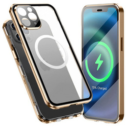 Carcasa Magnetic Dual Glass MagSafe pentru iPhone 12 Pro, de aur