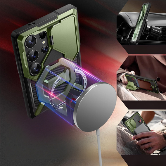 Husă Tongate MECH MagSafe Series verde pentru Samsung Galaxy S24 Ultra