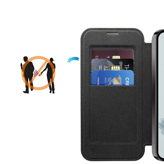 Cu clapetă pentru Google Pixel 9A, RFID Wallet MagSafe CamShield, negru