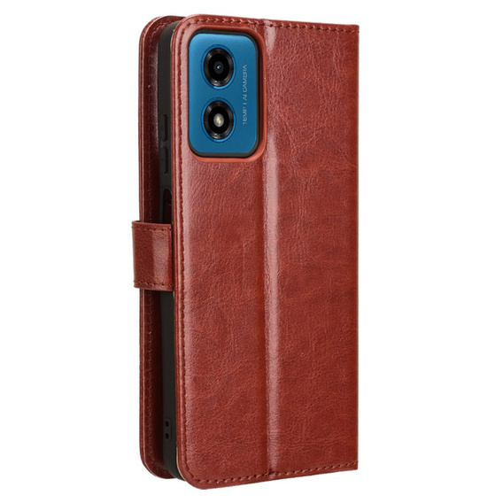 Cu clapetă pentru Motorola Moto G24 / G24 Power / G04, Crazy Horse Wallet, maro