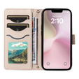 Husă cu clapetă pentru iPhone 16E, Rhombus Crossbody Leather, bej