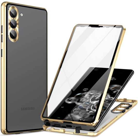 Huse pentru Samsung Galaxy S24, Magnetic Glass, de aur